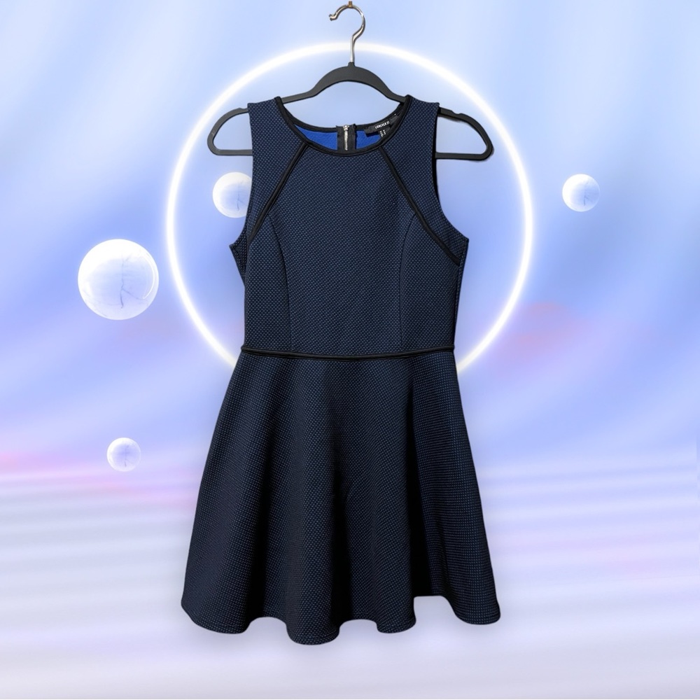 Forever 21 Royal Blue & Black Microdot Print Sleeveless Dress sz M